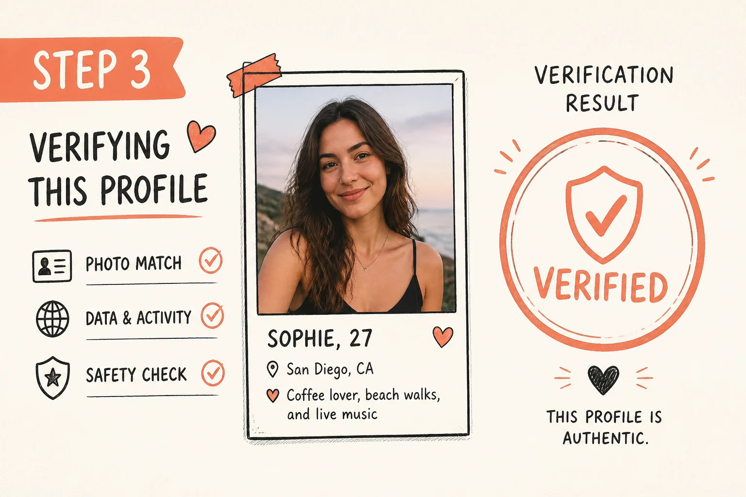 Dating profile verified as fake with evidence links