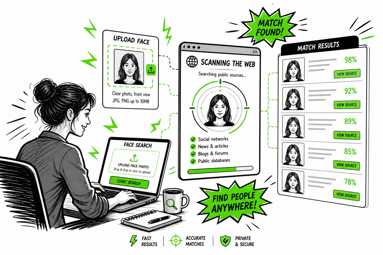 Face search finding online profile matches