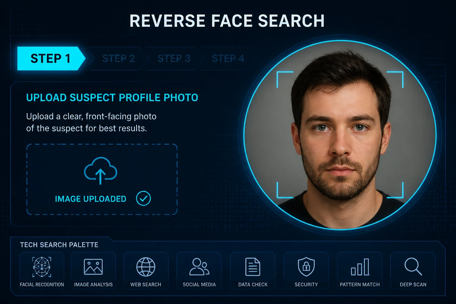 Uploading a profile photo for reverse face search