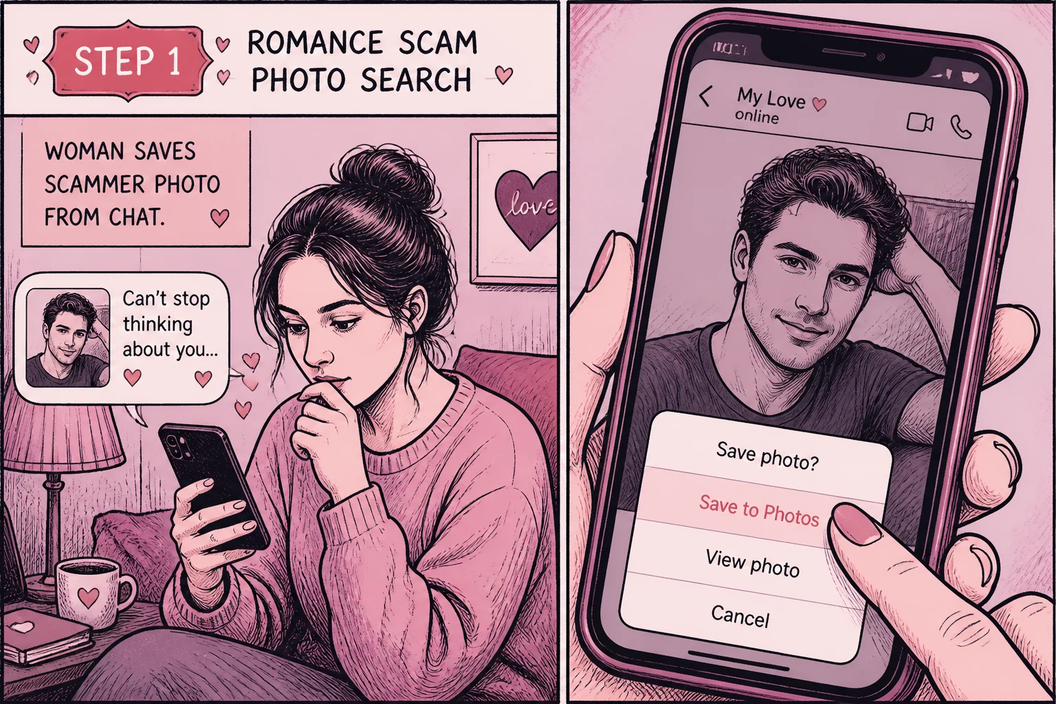 Saving a romance scammer profile photo for analysis