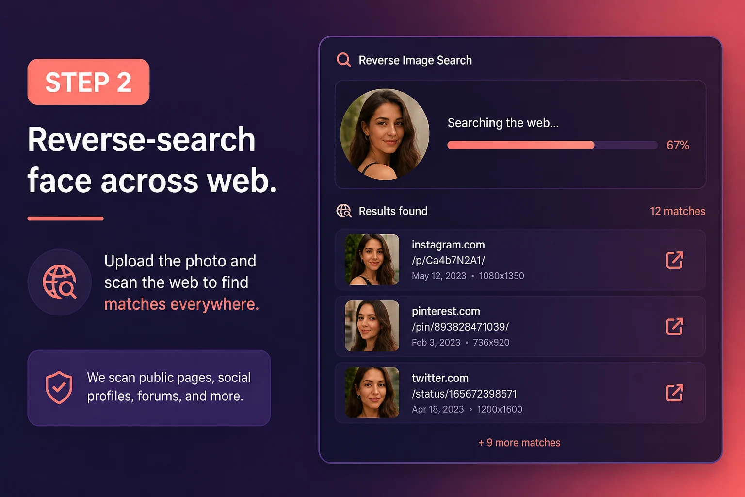 Reverse image search scanning a Tinder profile photo